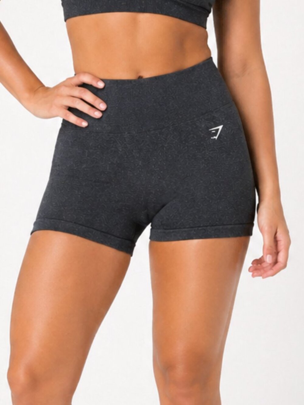 Gymshark Adapt Fleck Seamless Shorts Womens Gray Biker Shorts High Waist Stretch